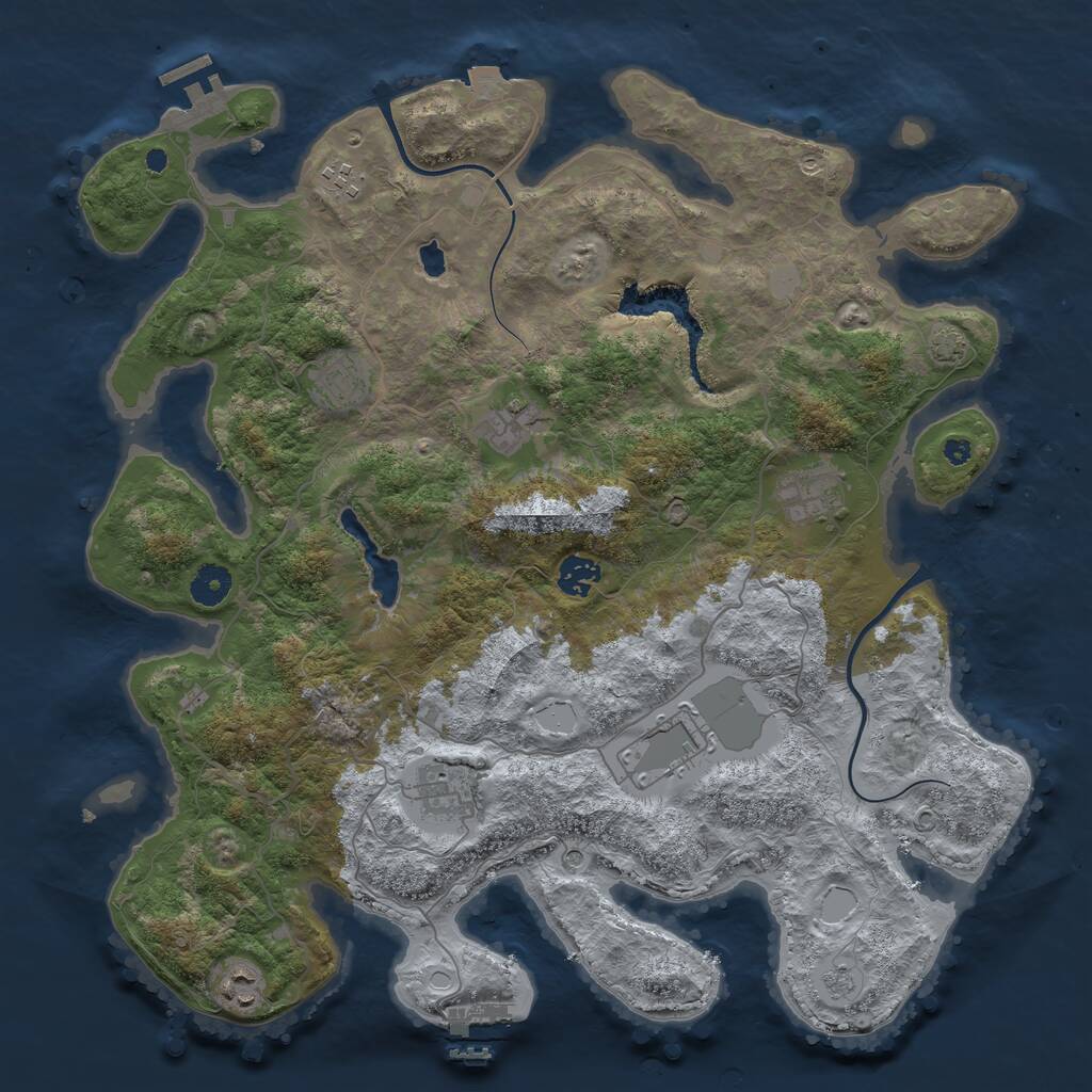 Rust Map: Procedural Map, Size: 4000, Seed: 35382980, 14 Monuments