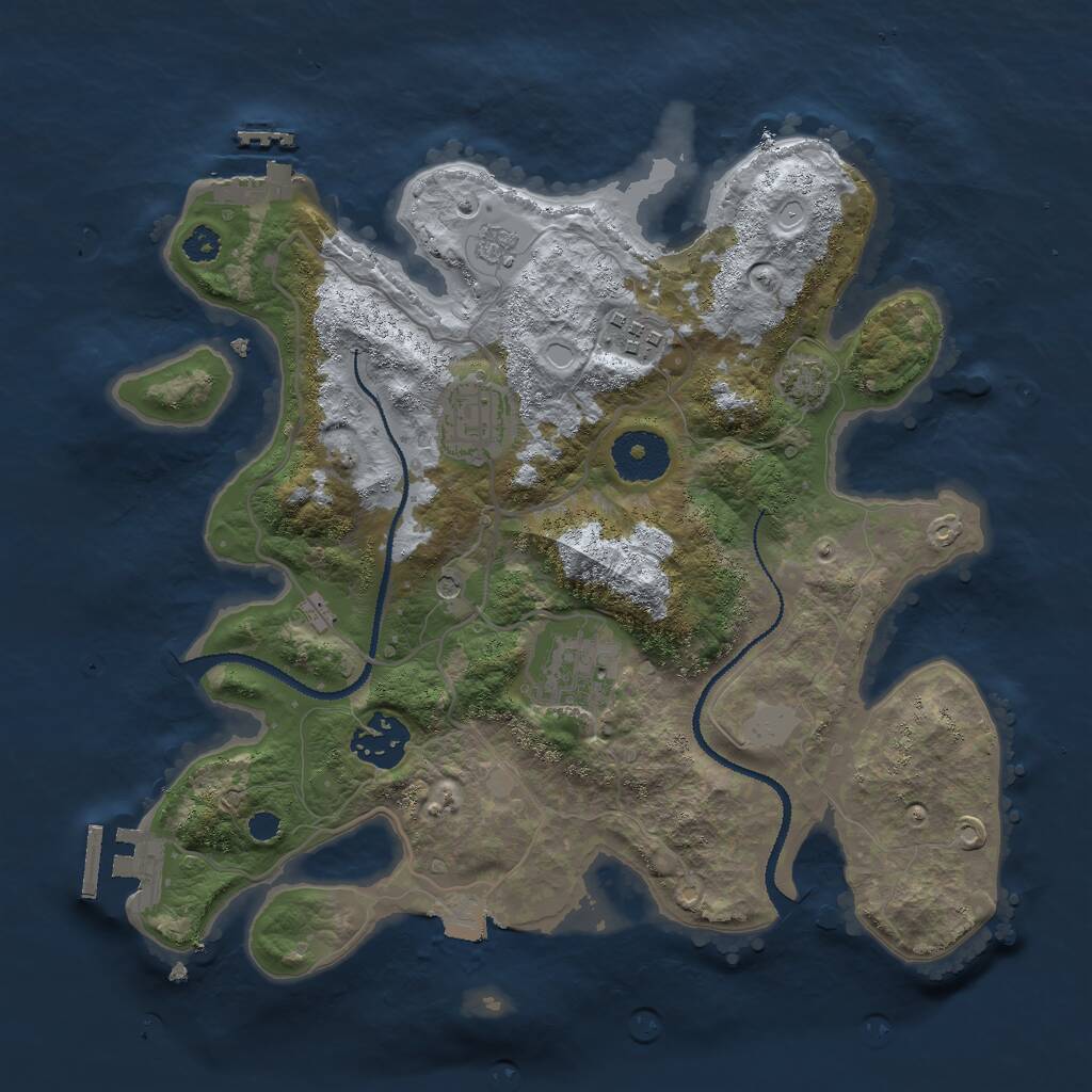 Rust Map: Procedural Map, Size: 3000, Seed: 365944, 10 Monuments