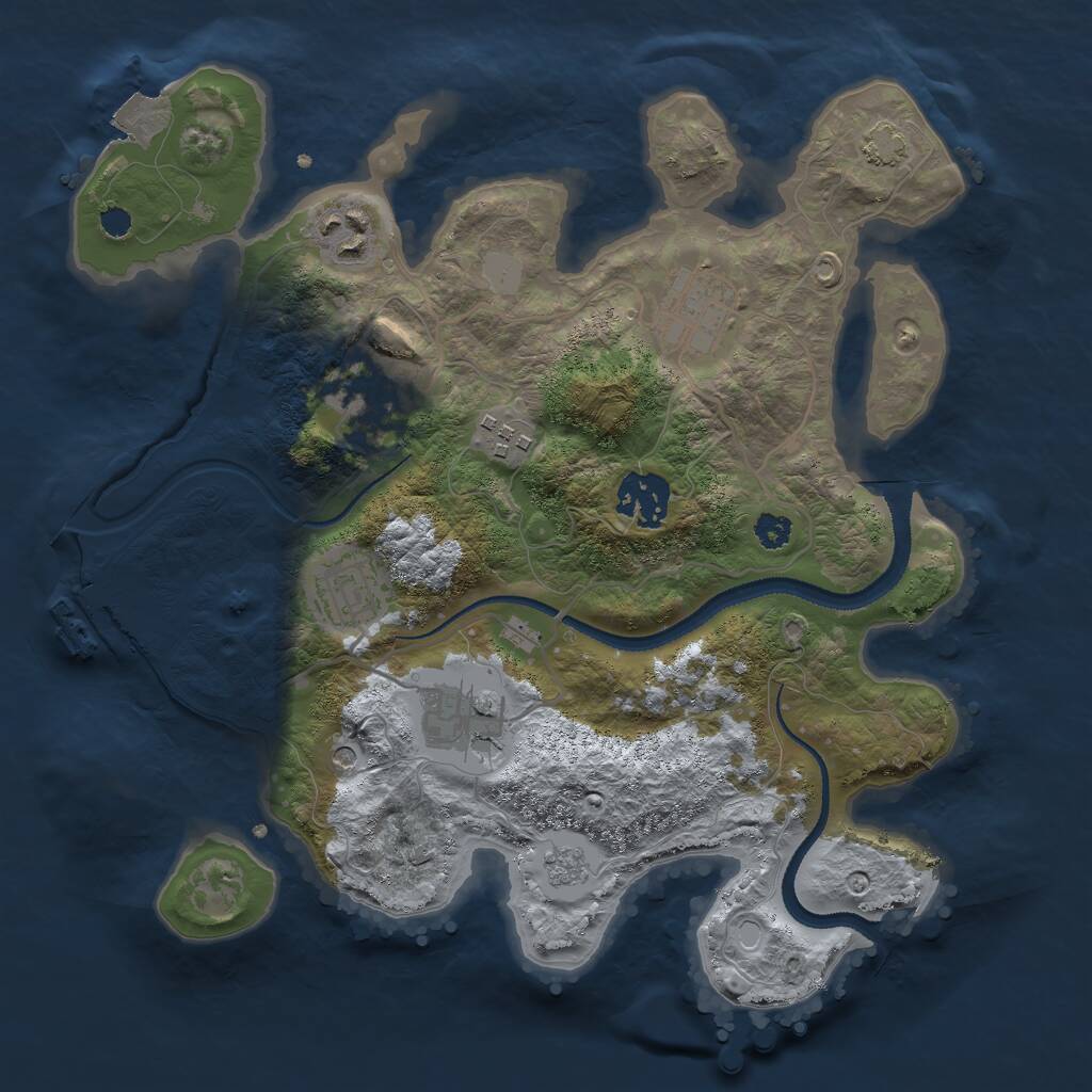 Rust Map: Procedural Map, Size: 3000, Seed: 486431, 12 Monuments