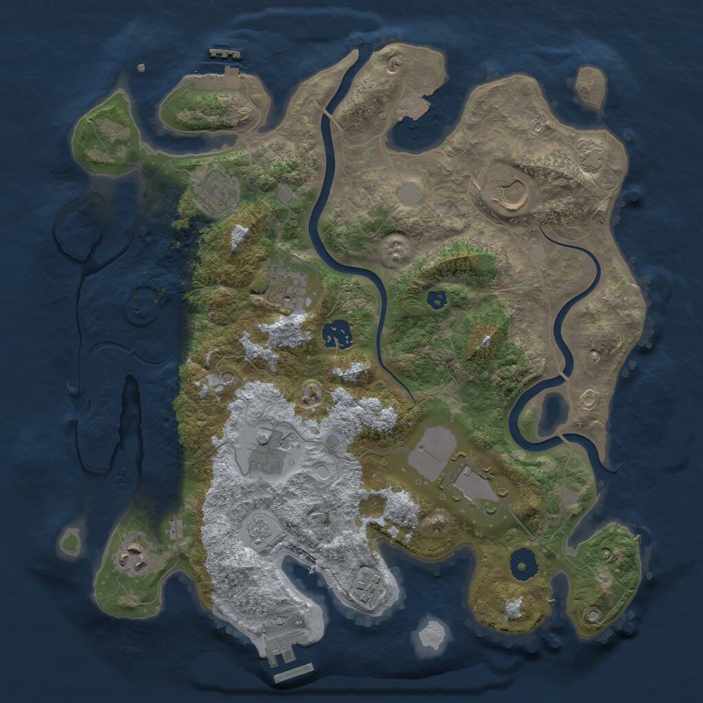 Rust Map: Procedural Map, Size: 3500, Seed: 4214, 14 Monuments