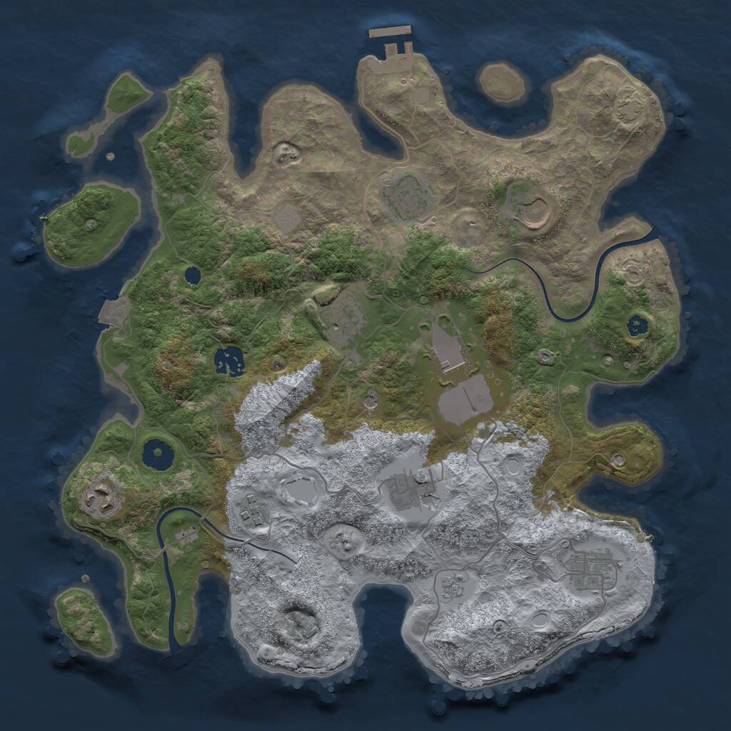 Rust Map: Procedural Map, Size: 3500, Seed: 12432, 14 Monuments