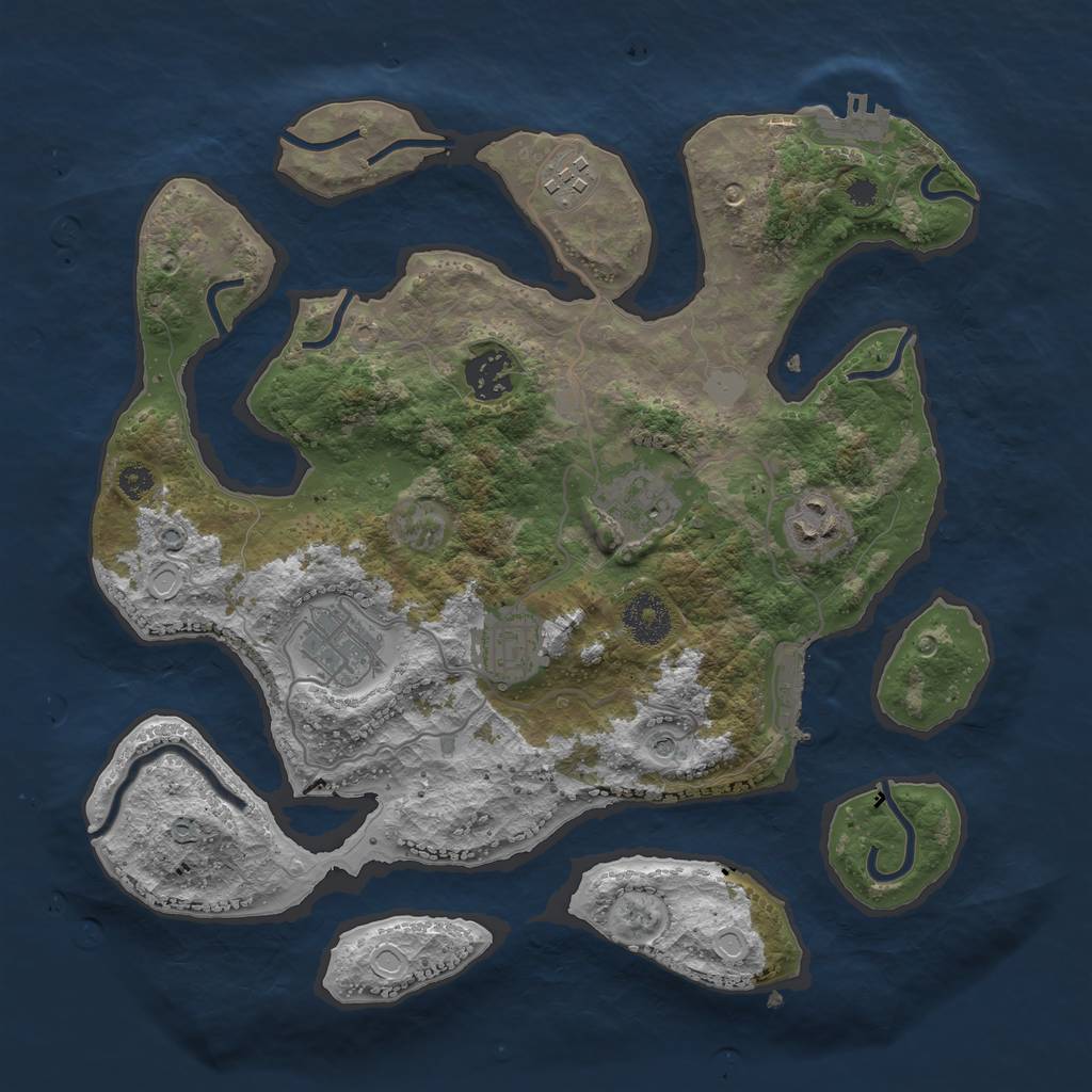 Rust Map: Procedural Map, Size: 3300, Seed: 165663773, 14 Monuments