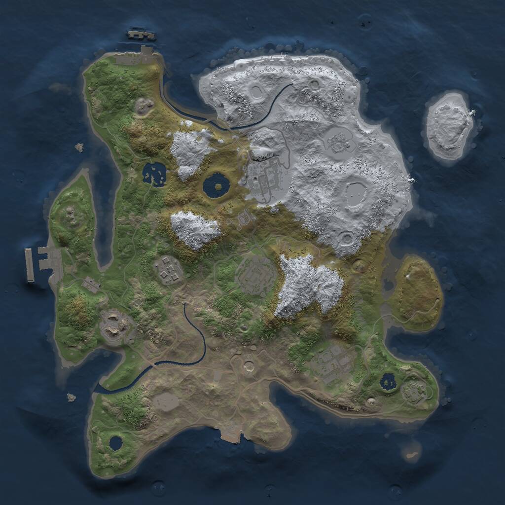 Rust Map: Procedural Map, Size: 3000, Seed: 595514, 12 Monuments