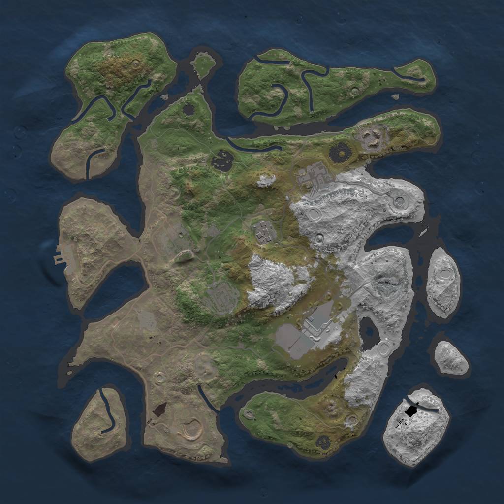 Rust Map: Procedural Map, Size: 3550, Seed: 409304, 15 Monuments
