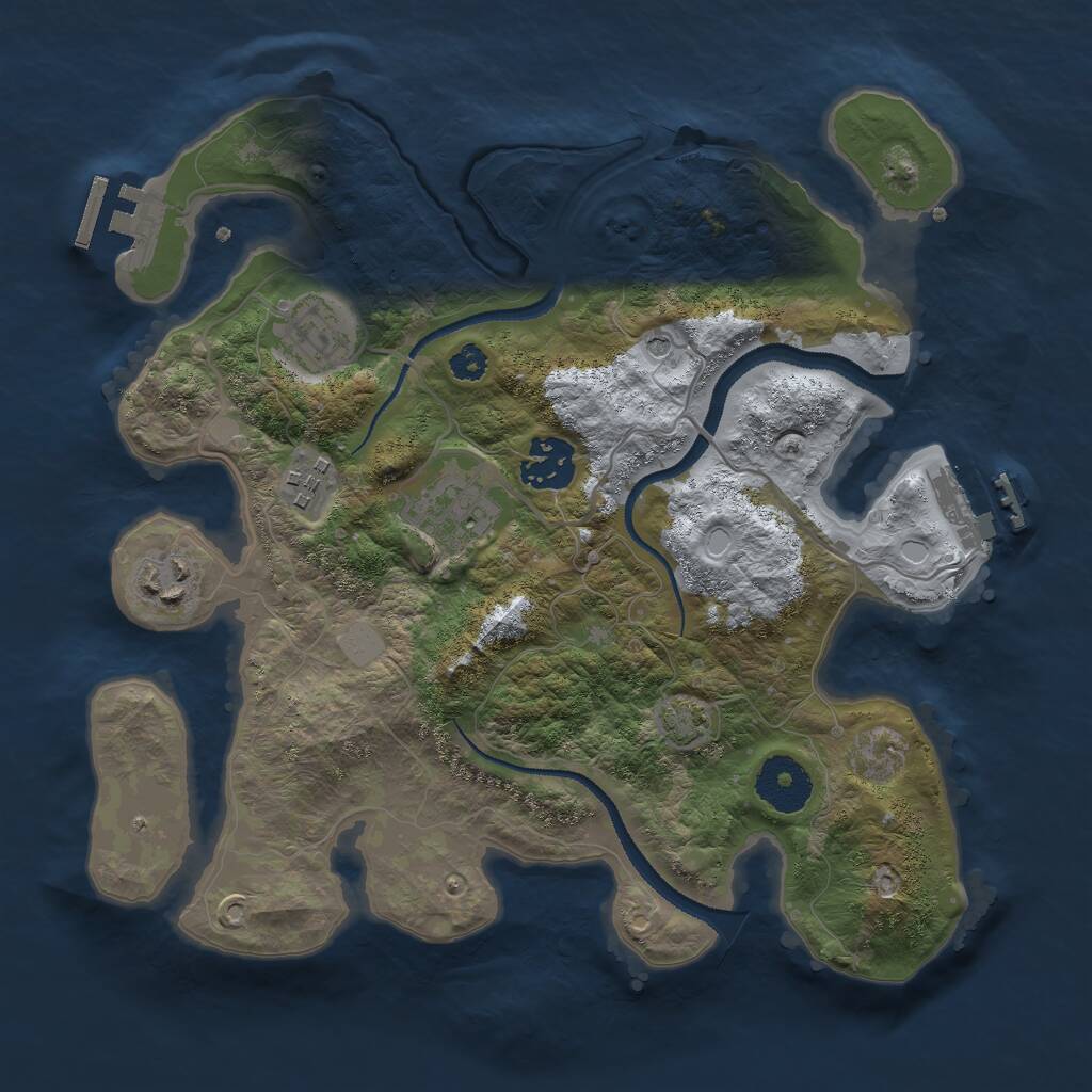 Rust Map: Procedural Map, Size: 3000, Seed: 606188, 10 Monuments