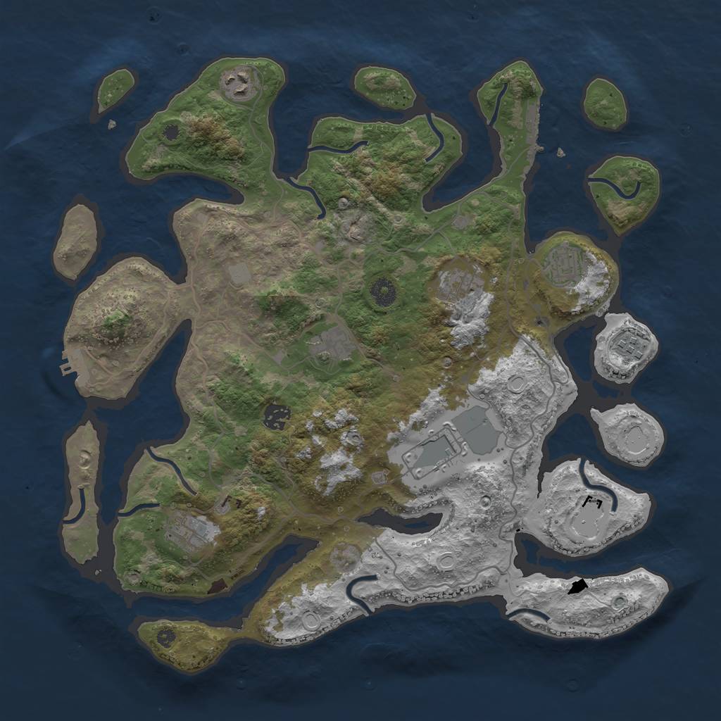 Rust Map: Procedural Map, Size: 4000, Seed: 12115, 15 Monuments