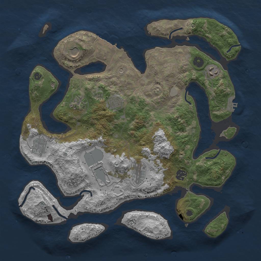 Rust Map: Procedural Map, Size: 3700, Seed: 165663773, 16 Monuments