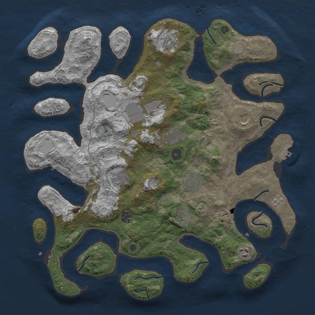 Rust Map: Procedural Map, Size: 4200, Seed: 444333, 18 Monuments