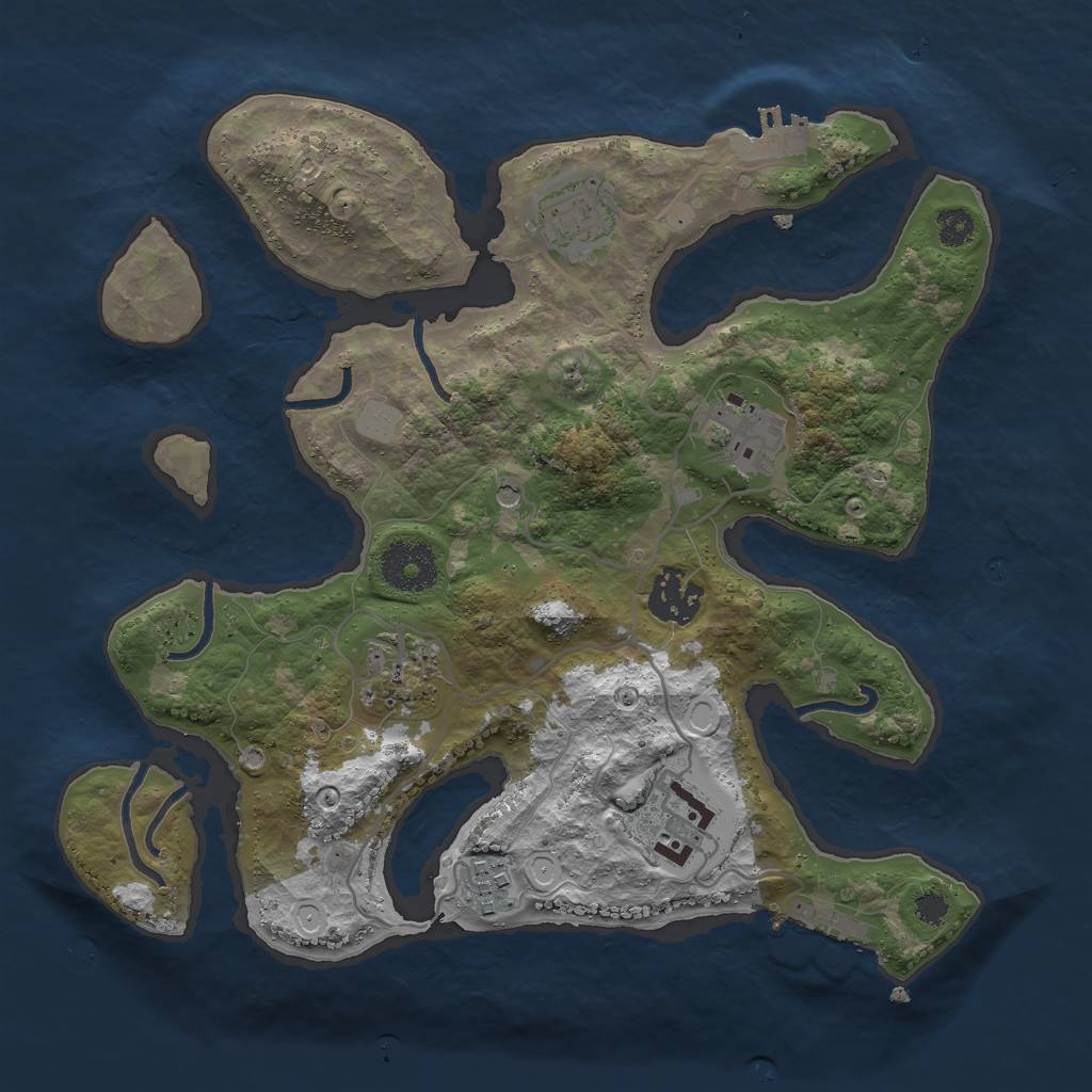 Rust Map: Procedural Map, Size: 3000, Seed: 579309, 14 Monuments