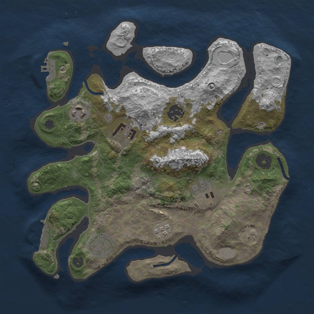 Rust Map: Procedural Map, Size: 3000, Seed: 761745, 13 Monuments