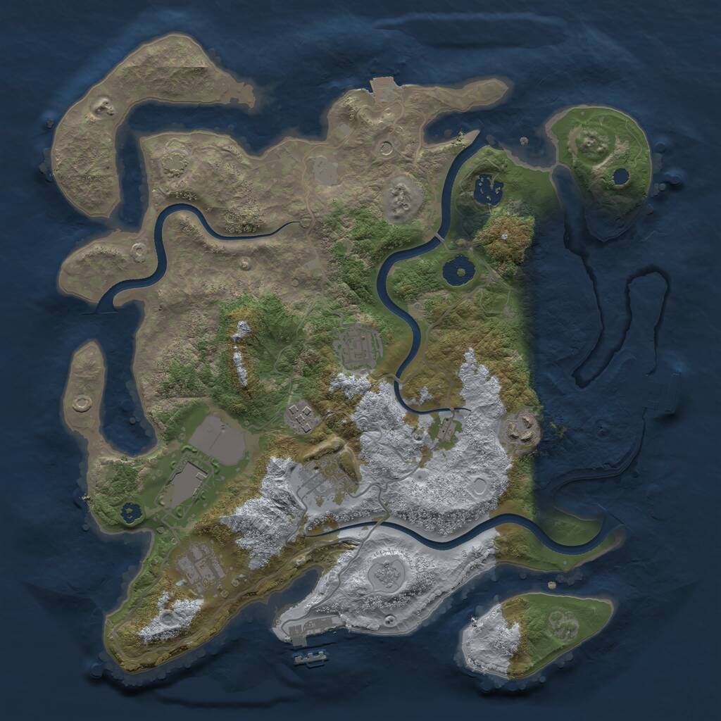 Rust Map: Procedural Map, Size: 3550, Seed: 633776, 13 Monuments