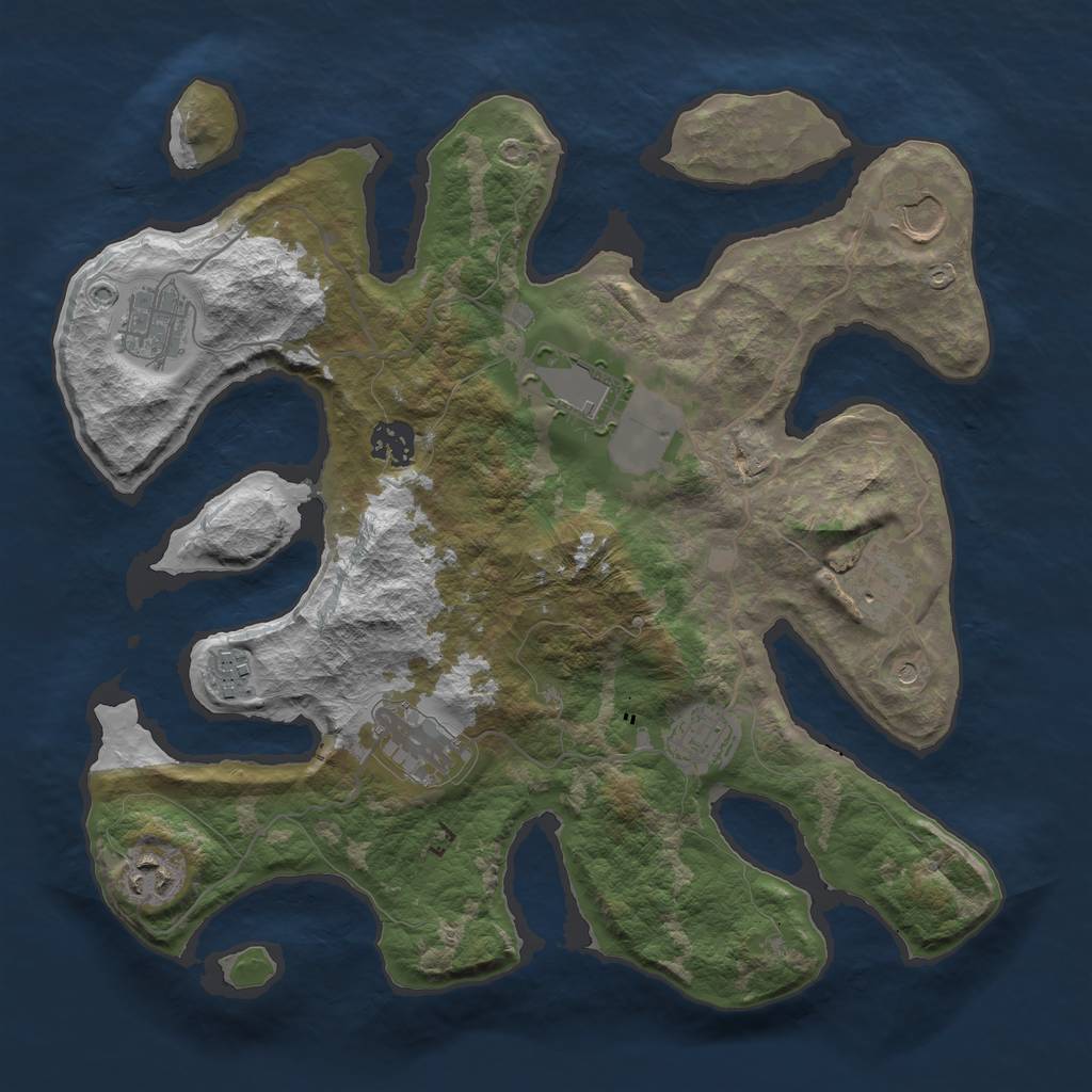 Rust Map: Barren, Size: 3500, Seed: 10495, 12 Monuments