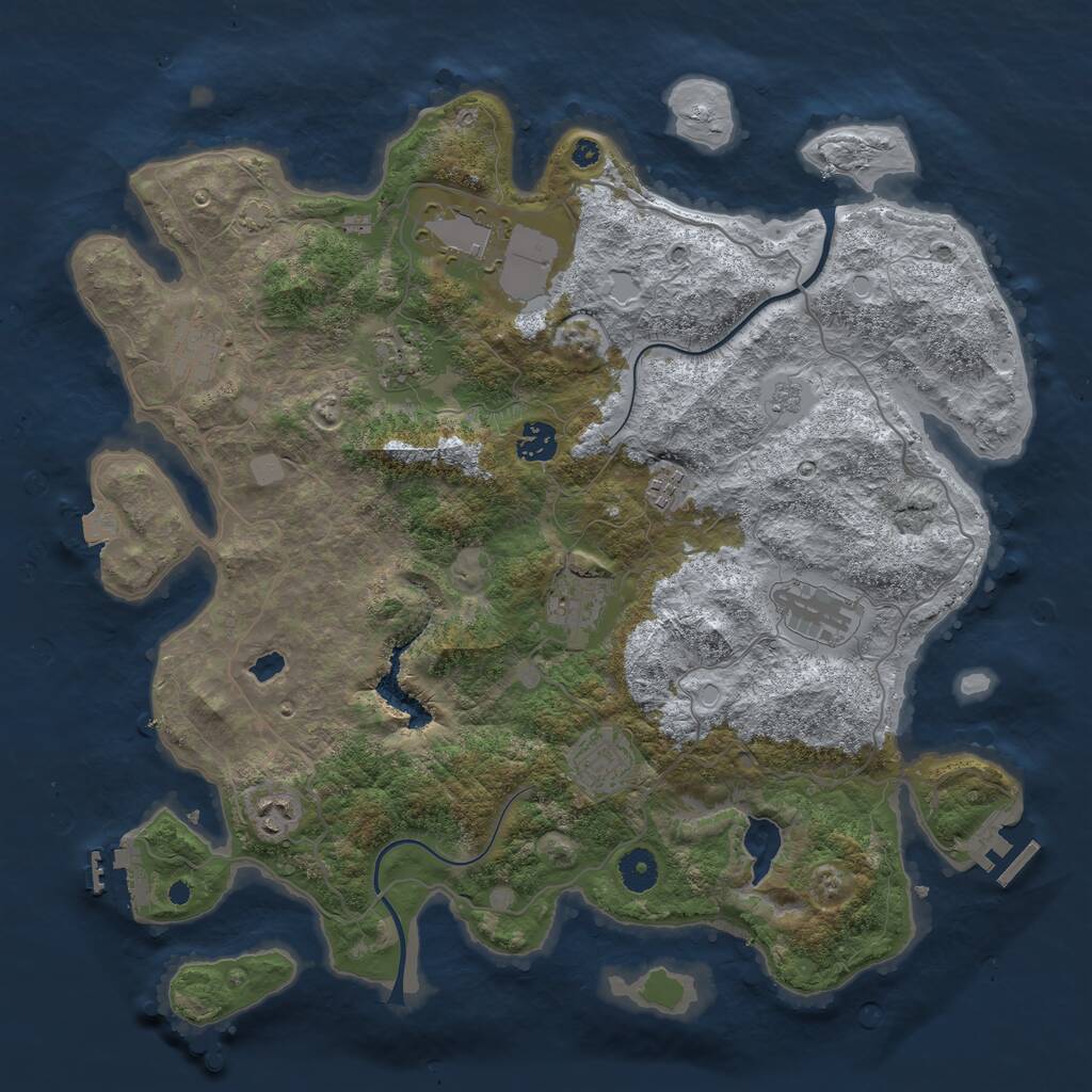 Rust Map: Procedural Map, Size: 4000, Seed: 954231547, 14 Monuments