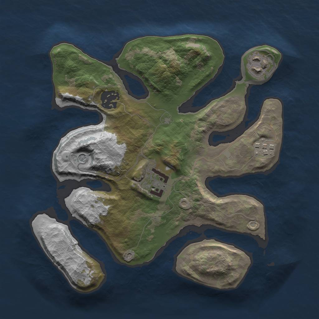 Rust Map: Barren, Size: 2500, Seed: 512772256, 7 Monuments