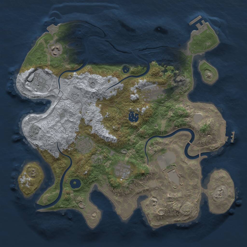 Rust Map: Procedural Map, Size: 3500, Seed: 3577, 14 Monuments