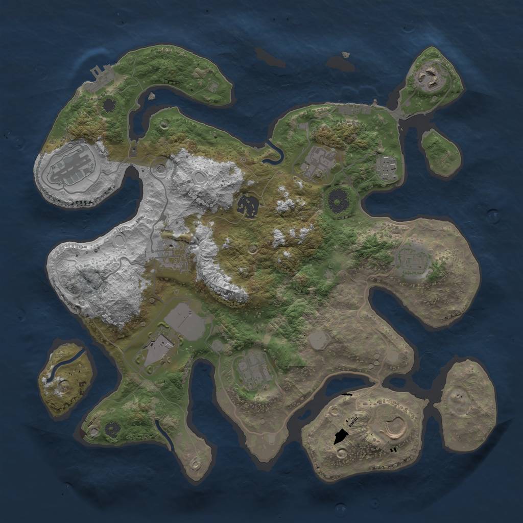 Rust Map: Procedural Map, Size: 3500, Seed: 3577, 18 Monuments