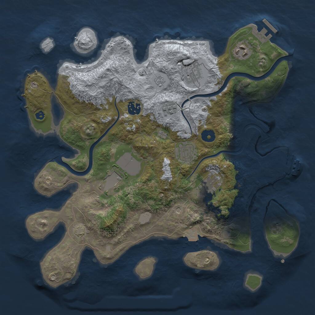 Rust Map: Procedural Map, Size: 3500, Seed: 853882, 13 Monuments