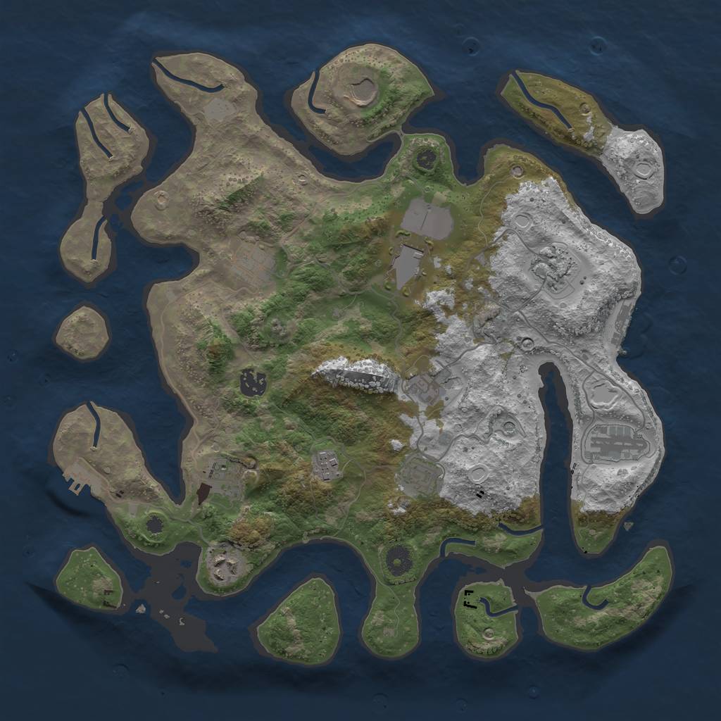 Rust Map: Procedural Map, Size: 3850, Seed: 1504282410, 19 Monuments
