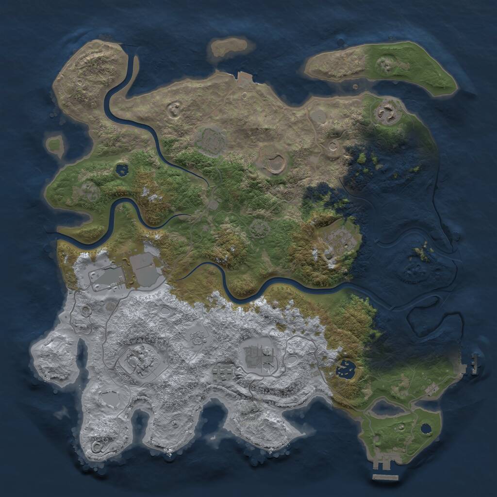 Rust Map: Procedural Map, Size: 3900, Seed: 7, 15 Monuments