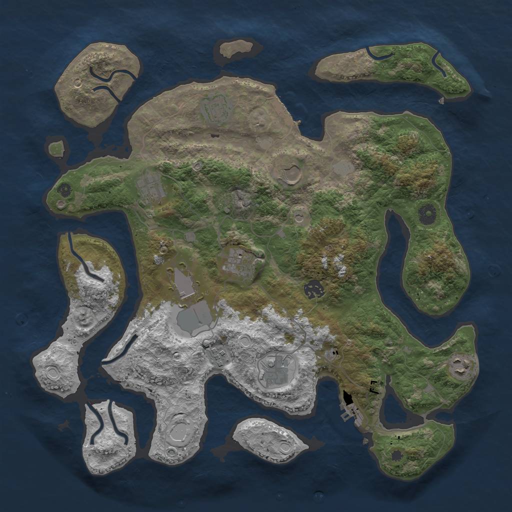Rust Map: Procedural Map, Size: 3900, Seed: 7, 17 Monuments