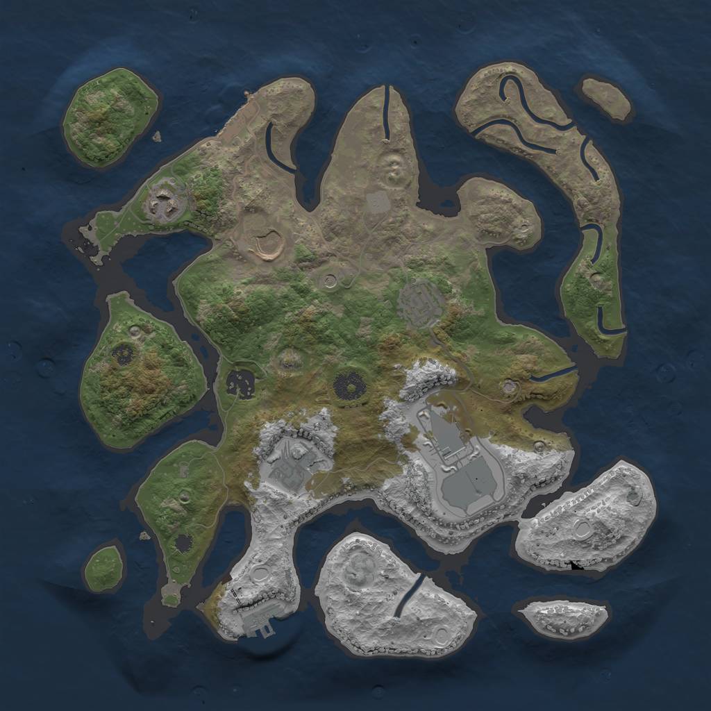 Rust Map: Procedural Map, Size: 3500, Seed: 293847364, 14 Monuments