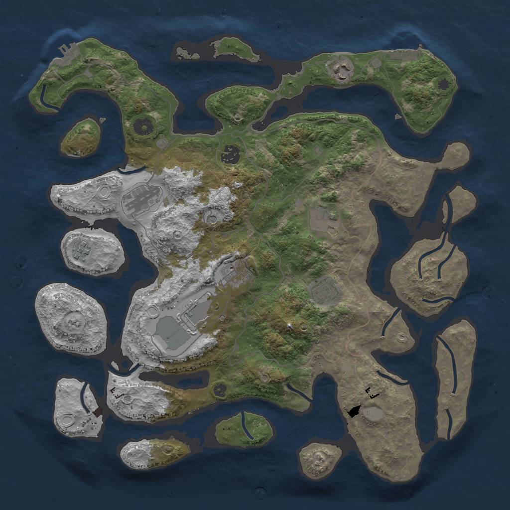 Rust Map: Procedural Map, Size: 4000, Seed: 313348, 16 Monuments