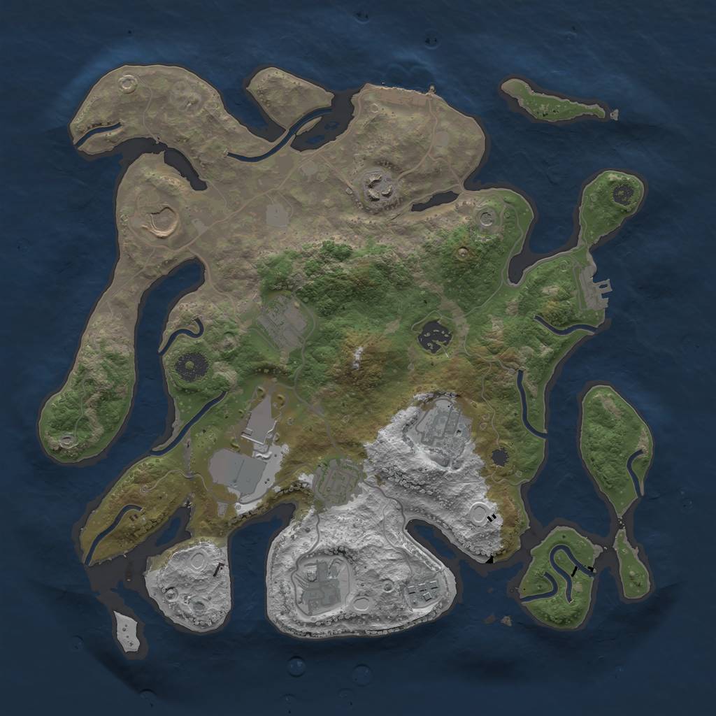 Rust Map: Procedural Map, Size: 3500, Seed: 712377, 17 Monuments