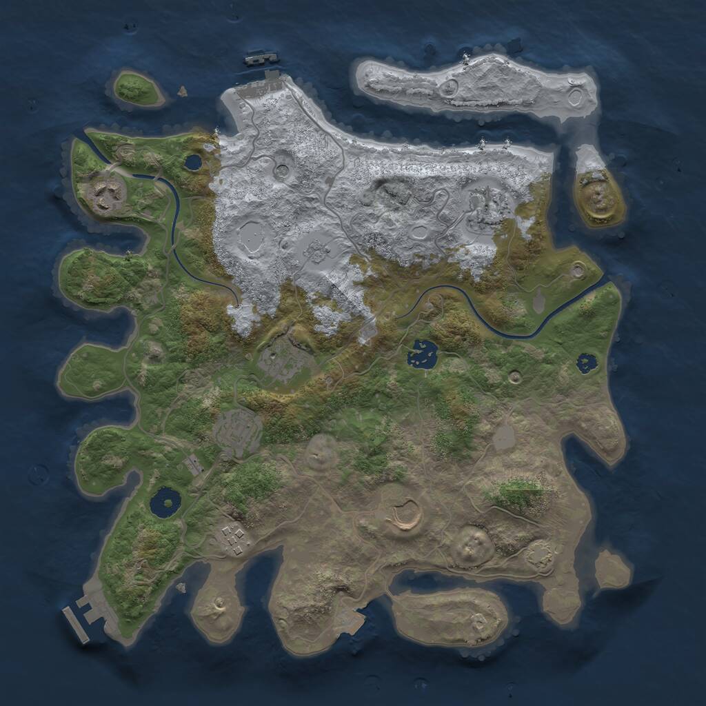 Rust Map: Procedural Map, Size: 3500, Seed: 9494398, 13 Monuments