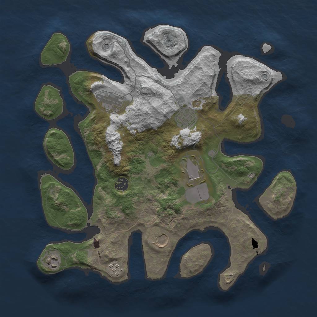 Rust Map: Barren, Size: 3500, Seed: 433222, 10 Monuments