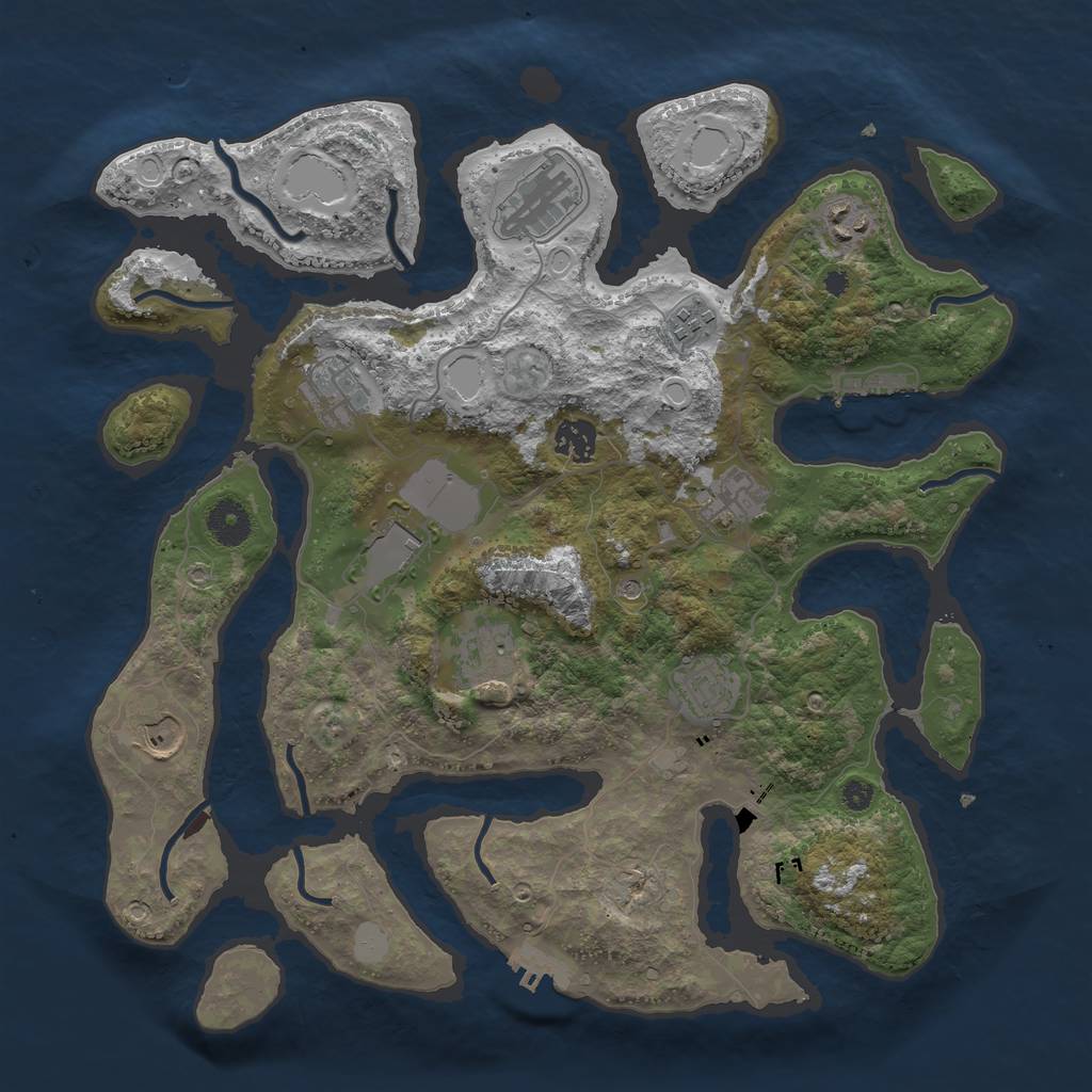 Rust Map: Procedural Map, Size: 3741, Seed: 28498, 18 Monuments
