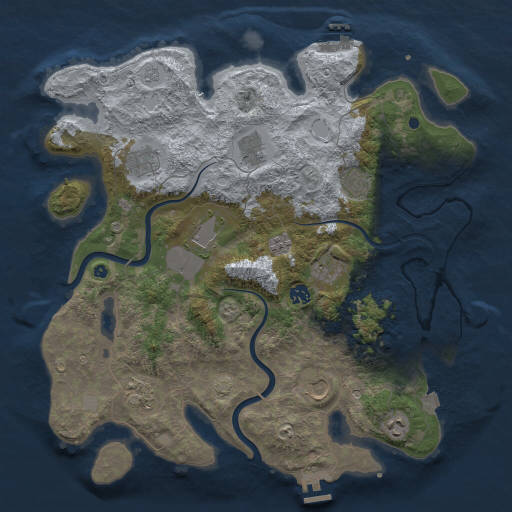 Rust Map: Procedural Map, Size: 3741, Seed: 28498, 16 Monuments