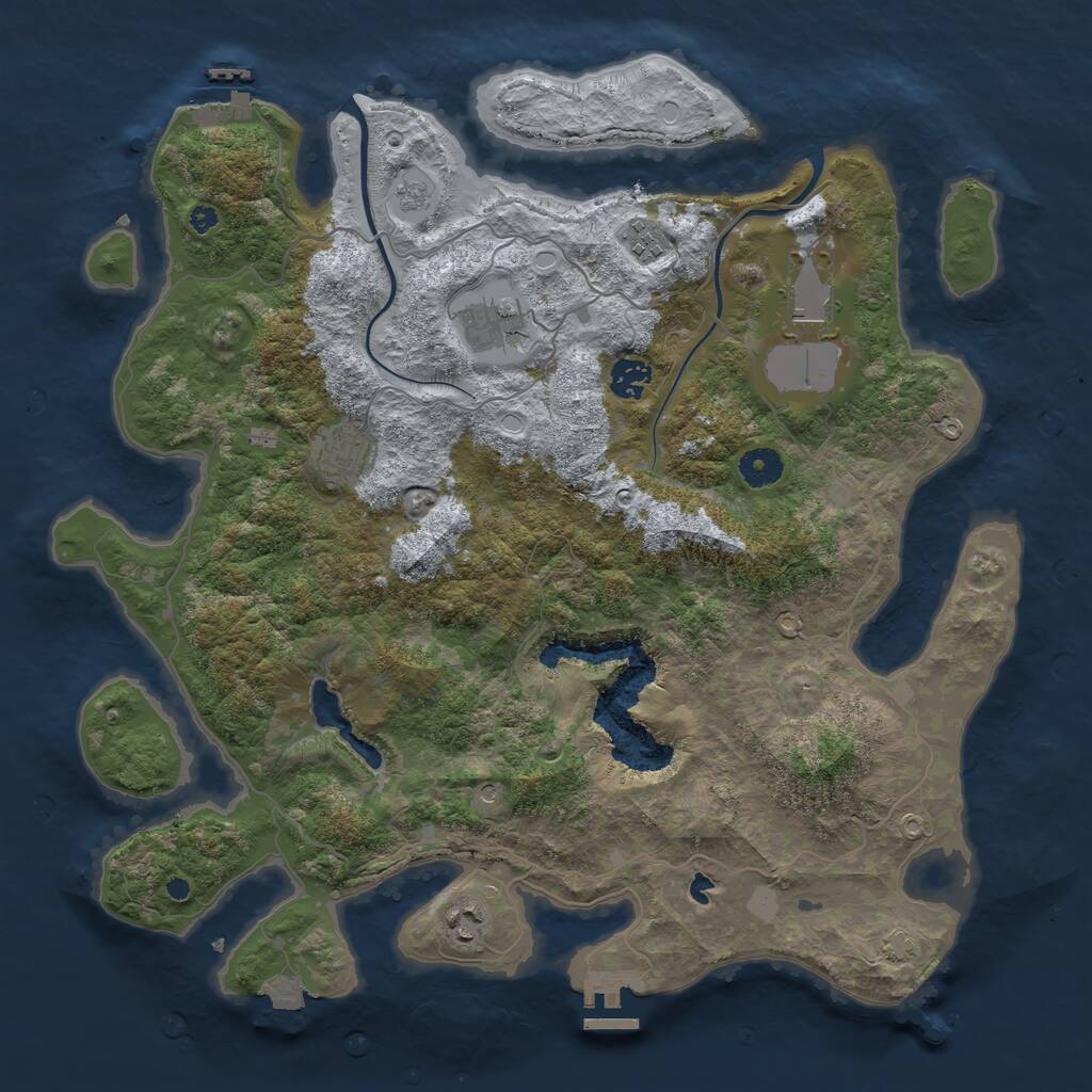 Rust Map: Procedural Map, Size: 4000, Seed: 2332, 12 Monuments
