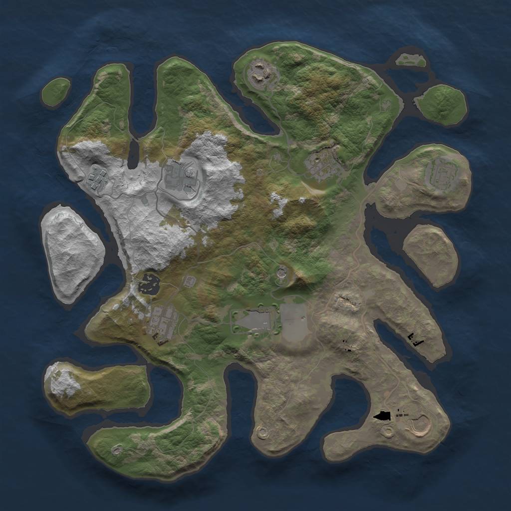 Rust Map: Barren, Size: 3500, Seed: 111221, 12 Monuments
