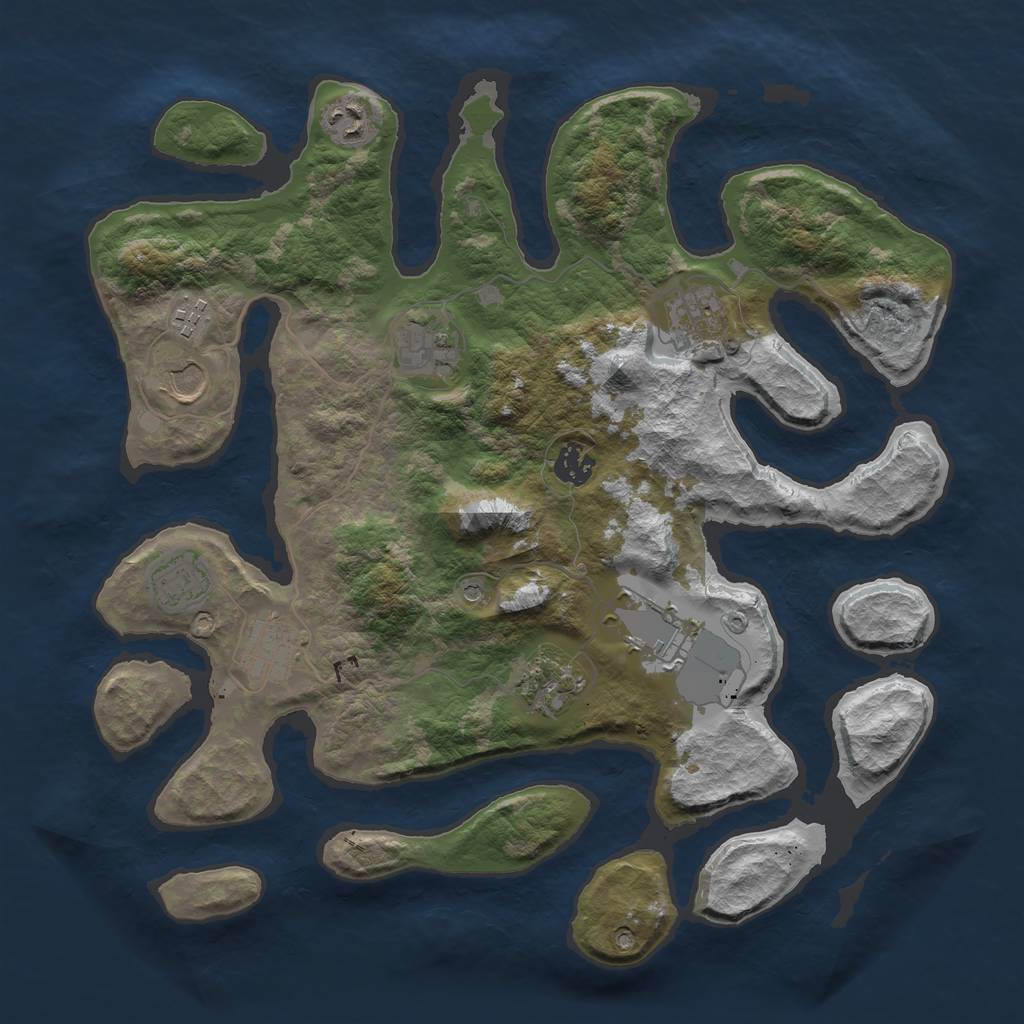 Rust Map: Barren, Size: 3800, Seed: 292, 13 Monuments