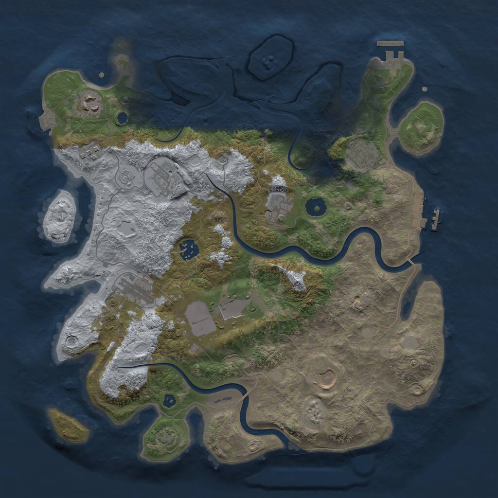 Rust Map: Procedural Map, Size: 3750, Seed: 2941, 15 Monuments