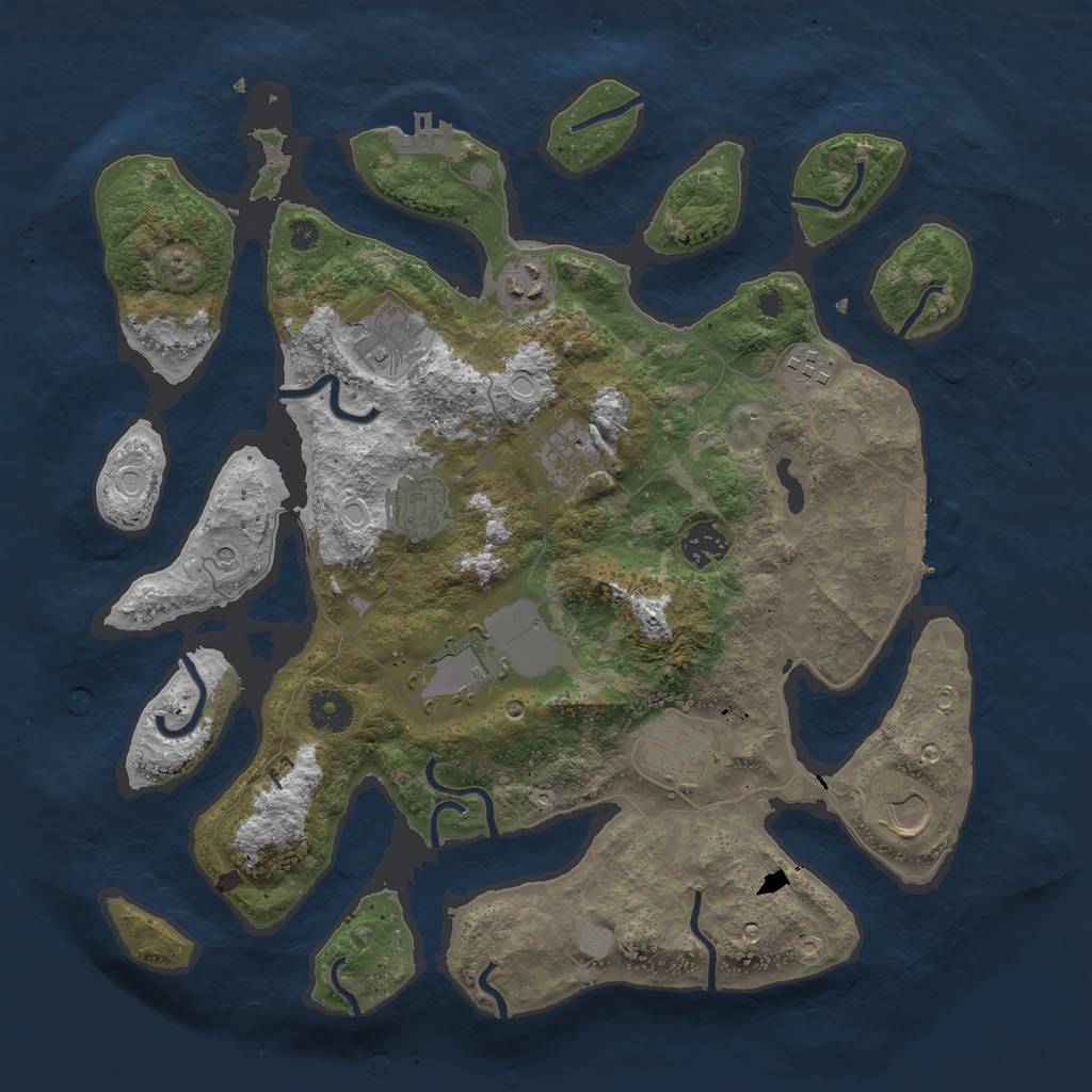 Rust Map: Procedural Map, Size: 3750, Seed: 2941, 17 Monuments