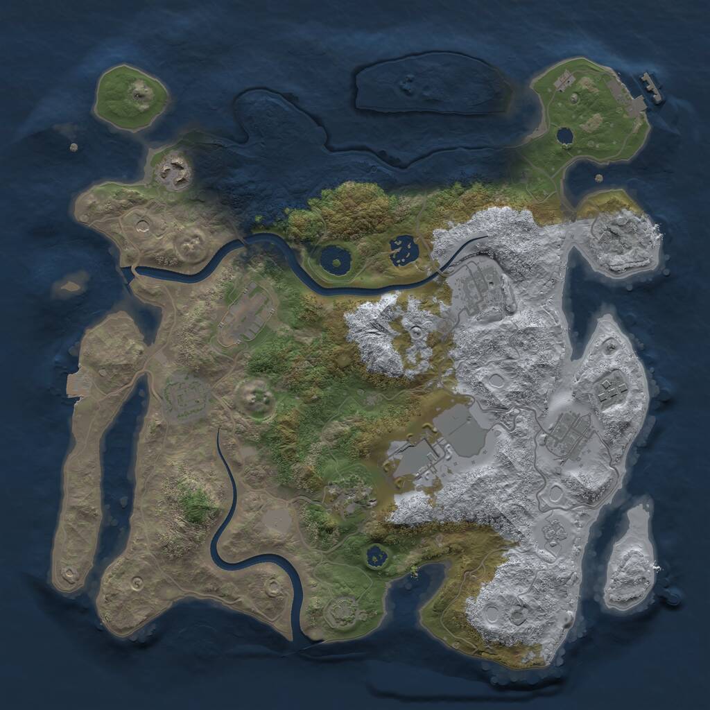 Rust Map: Procedural Map, Size: 3500, Seed: 1950855147, 14 Monuments