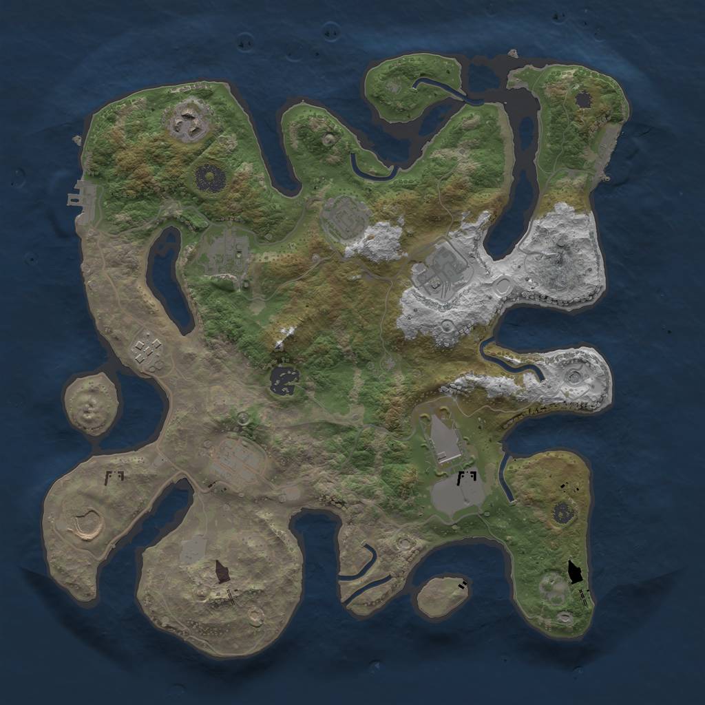 Rust Map: Procedural Map, Size: 3500, Seed: 462885257, 17 Monuments