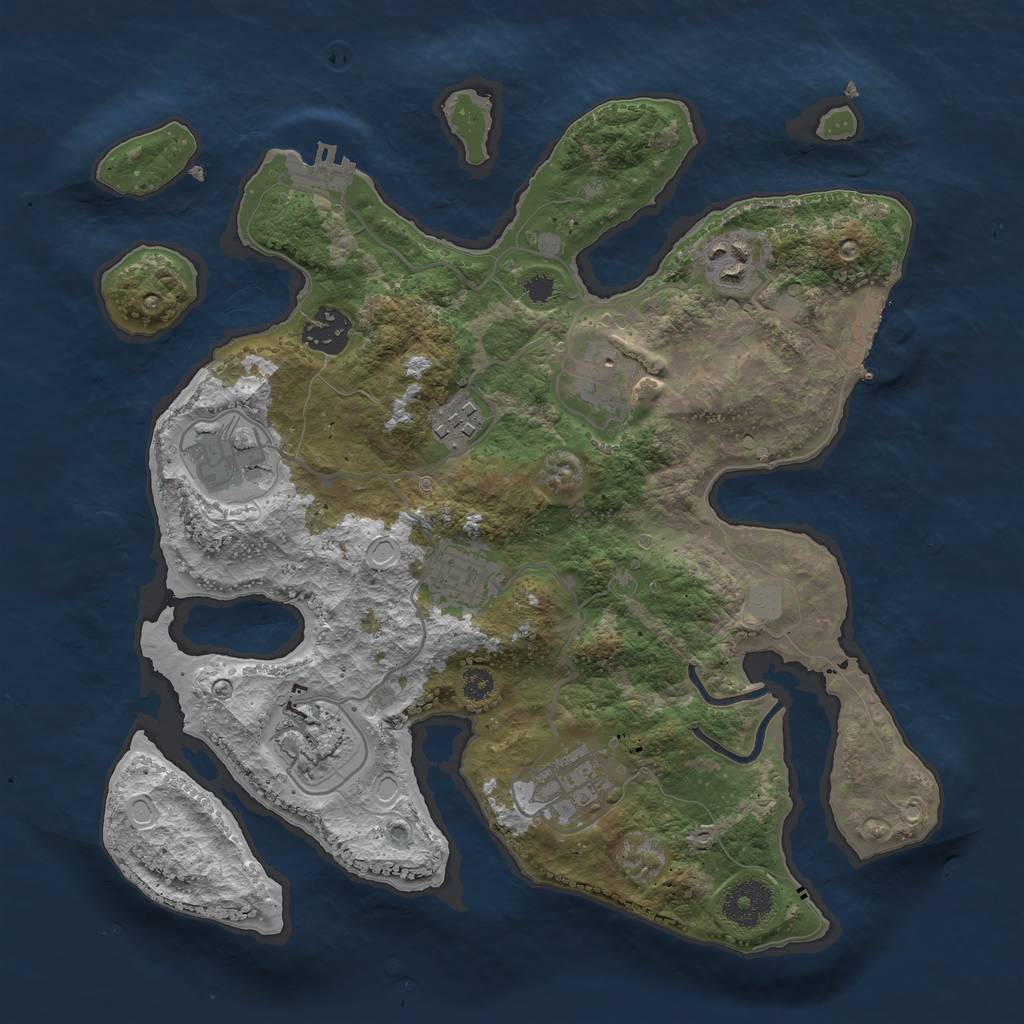 Rust Map: Procedural Map, Size: 3250, Seed: 70, 15 Monuments