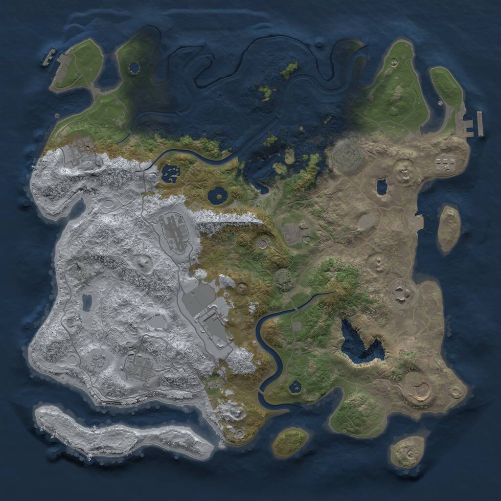 Rust Map: Procedural Map, Size: 4000, Seed: 552151, 16 Monuments