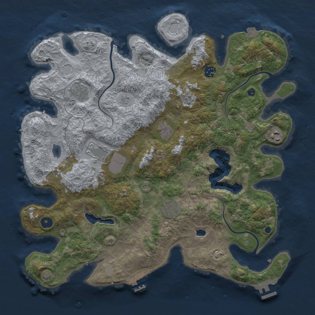Rust Map: Procedural Map, Size: 4096, Seed: 121012, 13 Monuments