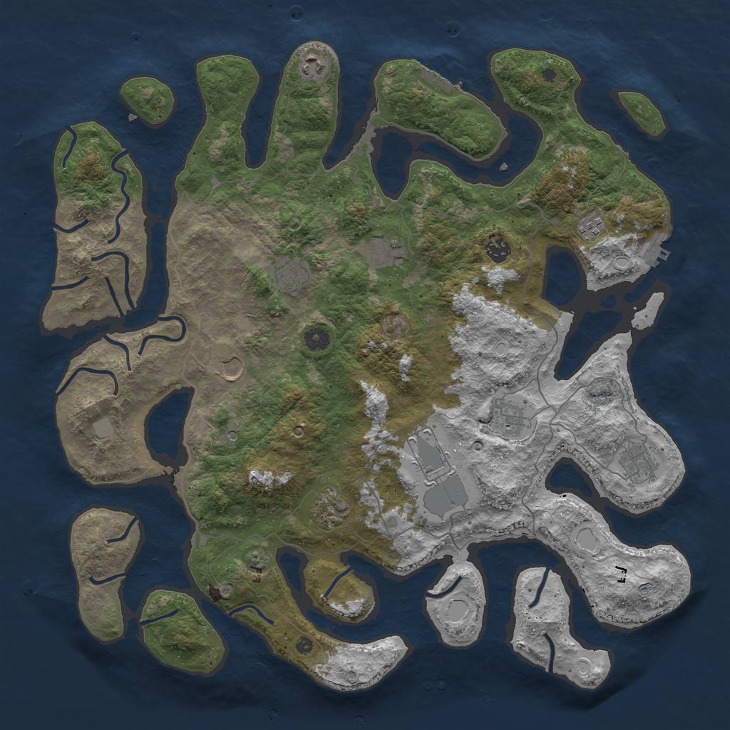 Rust Map: Procedural Map, Size: 4500, Seed: 71012, 18 Monuments