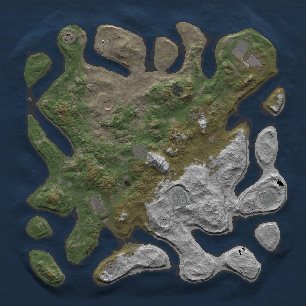 Rust Map: Barren, Size: 4500, Seed: 61012, 13 Monuments