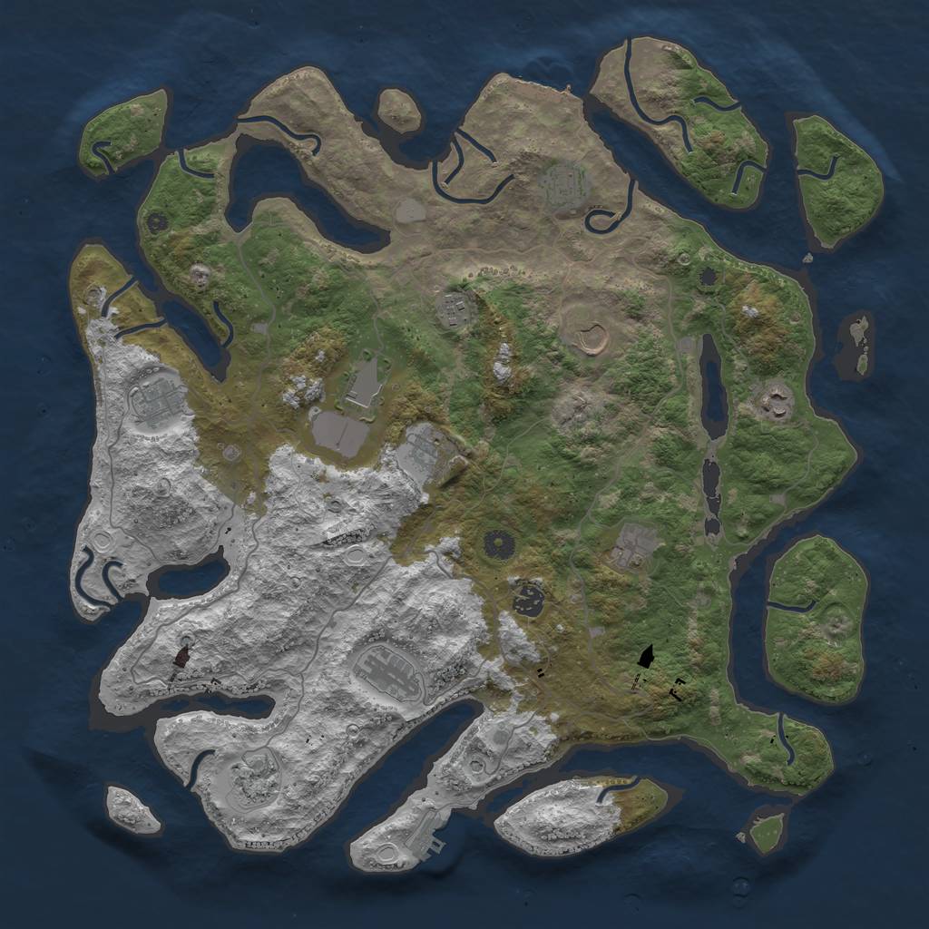 Rust Map: Procedural Map, Size: 4500, Seed: 81012, 19 Monuments