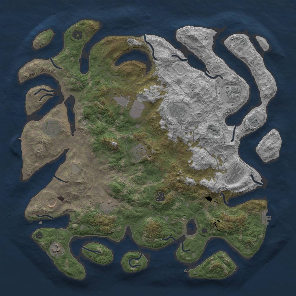 Rust Map: Procedural Map, Size: 4500, Seed: 51012, 19 Monuments