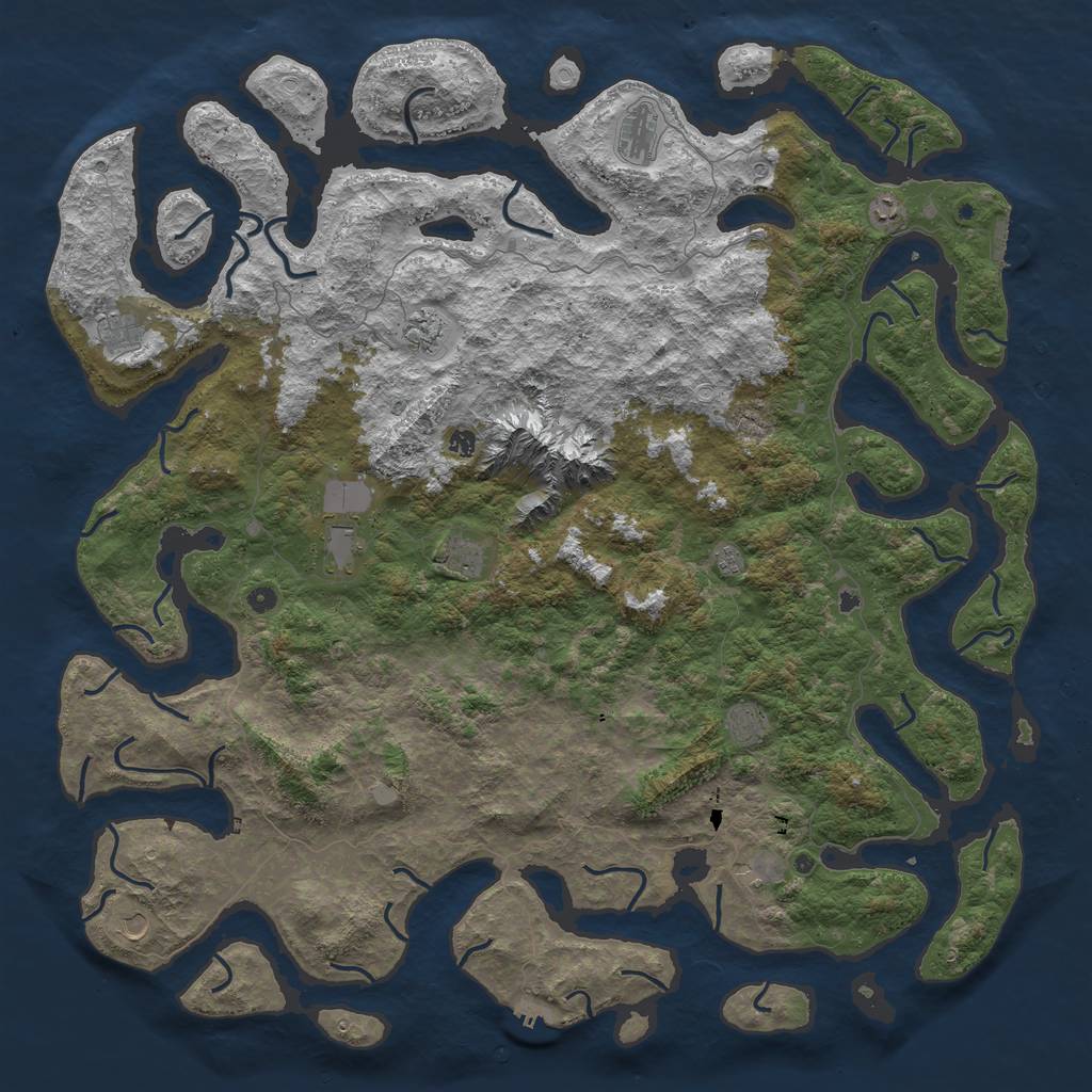 Rust Map: Procedural Map, Size: 6000, Seed: 564, 19 Monuments