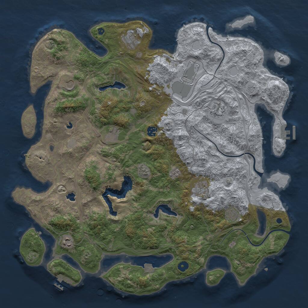 Rust Map: Procedural Map, Size: 4500, Seed: 11012, 16 Monuments