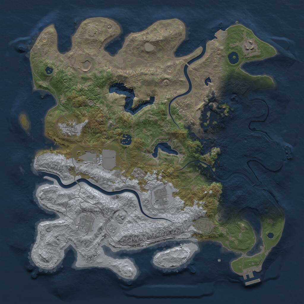 Rust Map: Procedural Map, Size: 4000, Seed: 314159, 16 Monuments