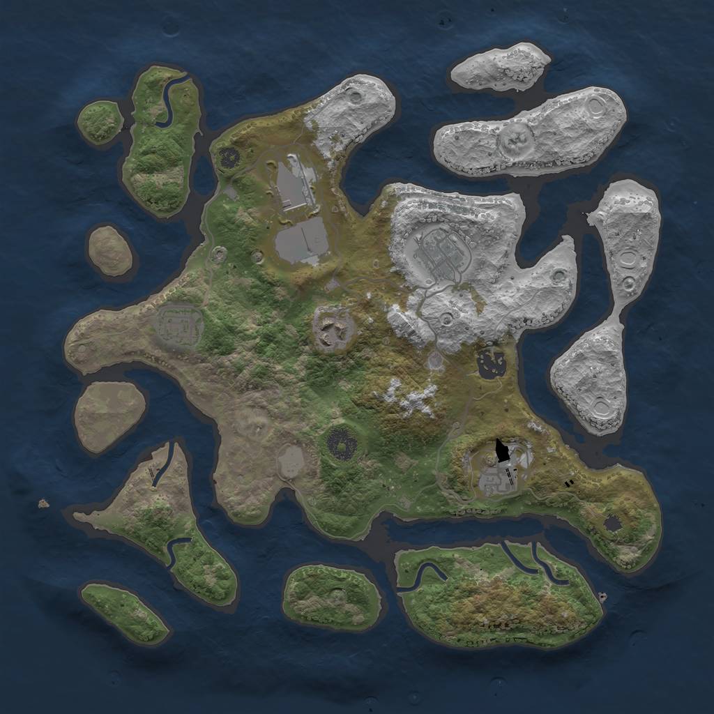 Rust Map: Procedural Map, Size: 3500, Seed: 162781065, 11 Monuments