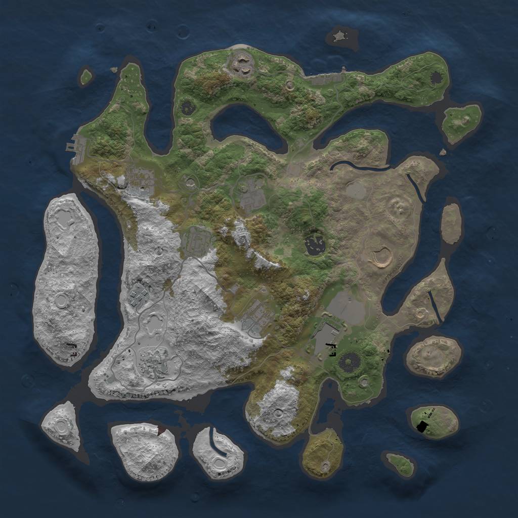 Rust Map: Procedural Map, Size: 3750, Seed: 67076865, 18 Monuments